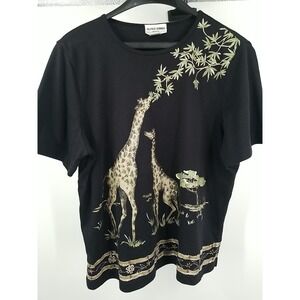 Alfred Dunner Womens Giraffe Safari Short Sleeve Top Size‎ Petite PL Black